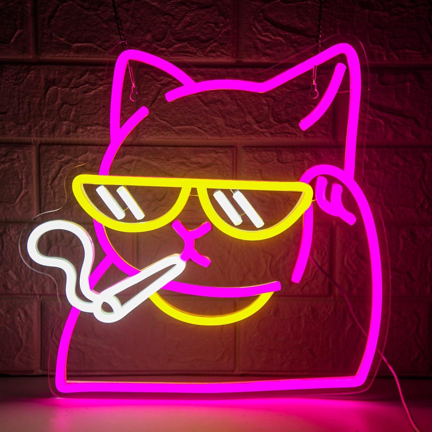 Neon Sign Party - Enseigne néon « Chat qui fume