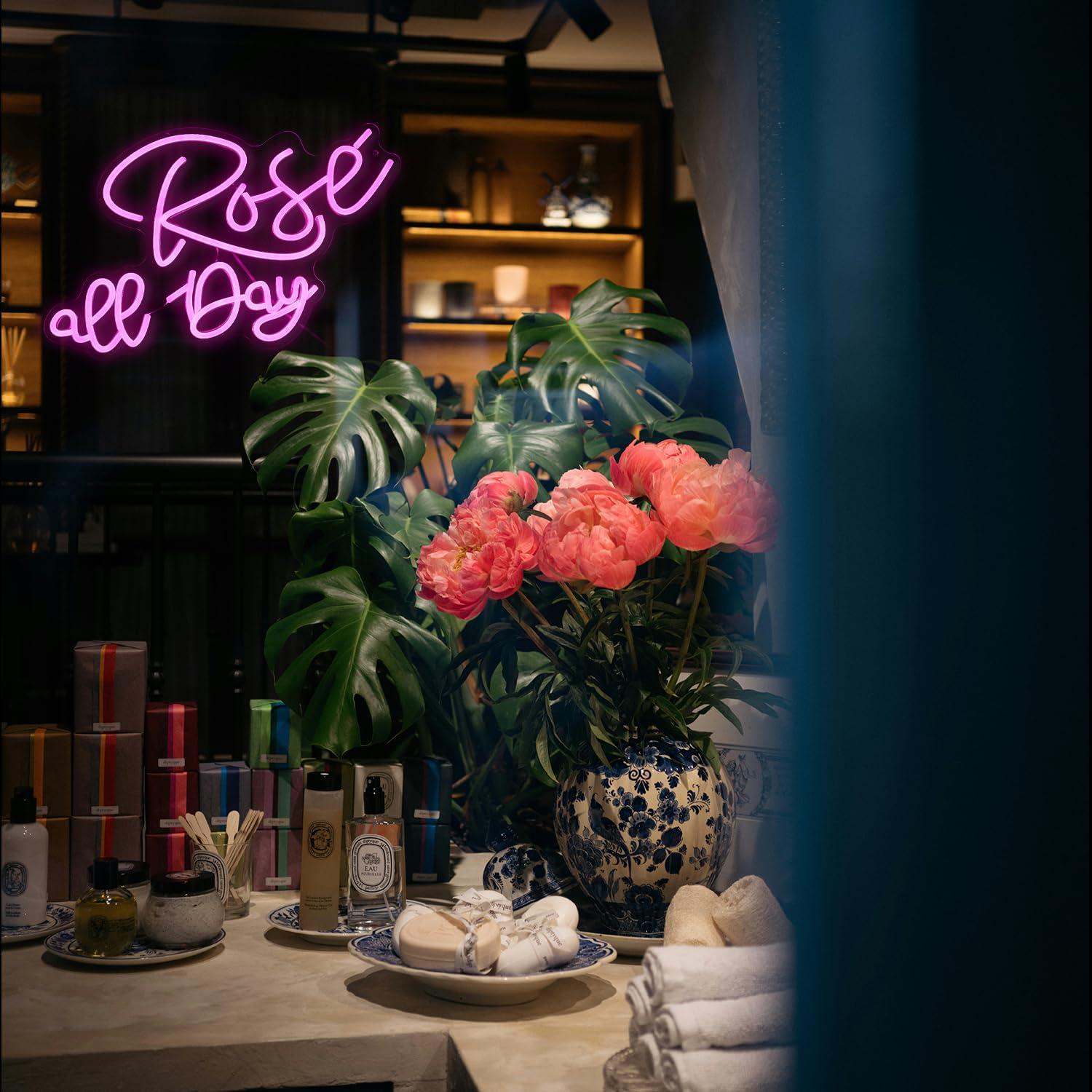 Enseigne néon Rose All Day, lu - Neon Sign Party avis et prix